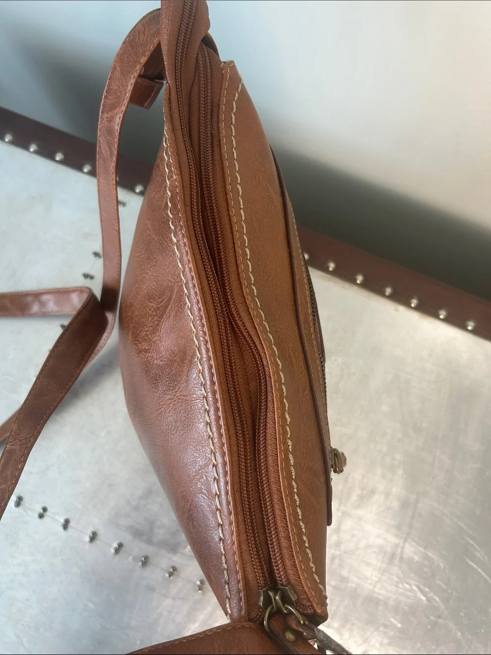 b.o.c. Chestnut Brown Faux-Leather Crossbody Bag - Picture 5 of 14